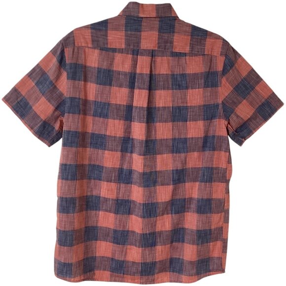 ROWM Red & Blue Plaid Short Sleeve Button-Up Shirt Men's Size Medium 100% Cotton - Picture 2 of 6